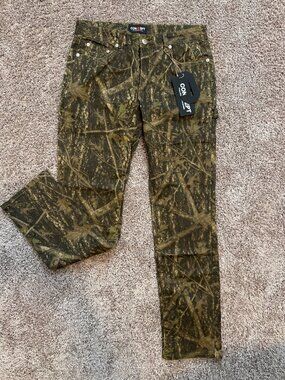 Concept Carpenter Jeans Mens 32x34 Slim Fit Realtree Camo Denim NWT $110